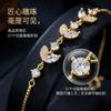 Elegant Leaf Zircon Charm Bracelet Women Minimalist Delicate Gold Plated Adjustable Wrist Jewelry Gift