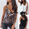Женский сексуальный жилет без рукавов с глубоким V-образным вырезом и леопардовым принтом, блузка