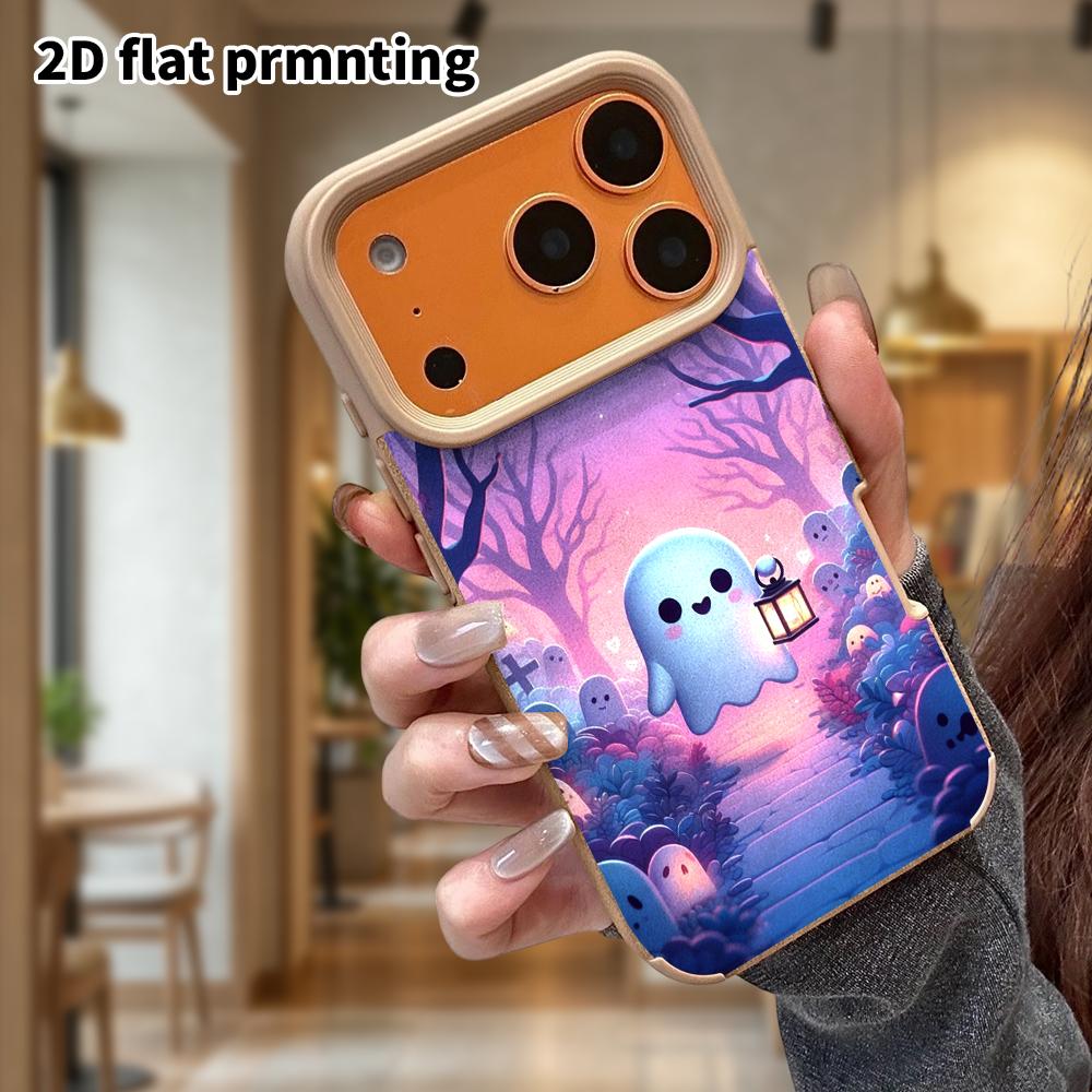 Phone Case: Lambskin 2D Flat Samsung Galaxy A34 A35 M05 M06 S20 S22 S21 FE Plus 5G Protective Case, Forest Ghost, Christmas and Halloween Gifts