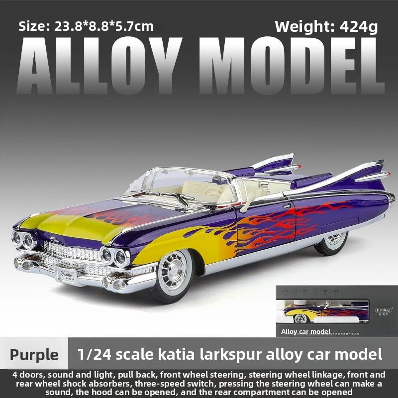 Simulation 1:24 Cadillac Alloy Retro Car Model with Pull-Back Sound and Light Collection Miniature Voiture Home Decor Gift zf5