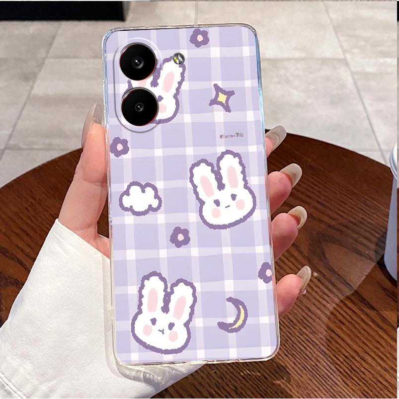 Чехол для Poco X8 Pro Прозрачный Роскошный Милый Заяц с Сердечком Забавный Мягкий Силиконовый Чехол из ТПУ для Телефона Poco X8 Pro Max X8Pro 5G Задняя Крышка