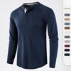 Men's Crew Neck Long Sleeve Henley Shirts Casual Solid Basic Tops 3-Button Breathable Sports T-Shirts Male Athletic Workout Moisture Wicking Tee Shirt