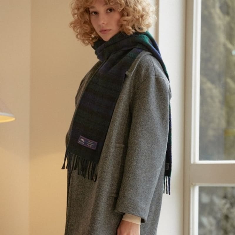 ABRAHAM MOON Шарф из мериносовой шерсти 25 см - Black Watch