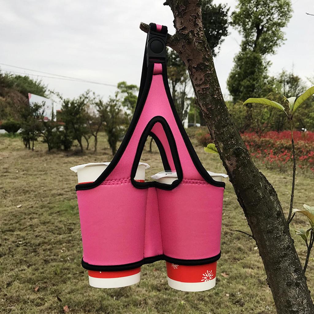 Canvas Double Cup Beverage Holder, Perfect For Coffee And Tea, Sports, Camping, And Outdoor Activities, Hands-free Carrying, Cup Design, Multifunct