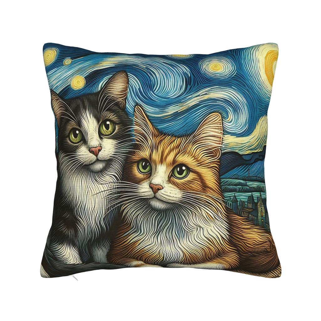 Van Gogh Wheat Field with Cypresses Square Pillow Cases Oil Painting Cushion Cover Customized Decor Pillowcase for Home xcm
