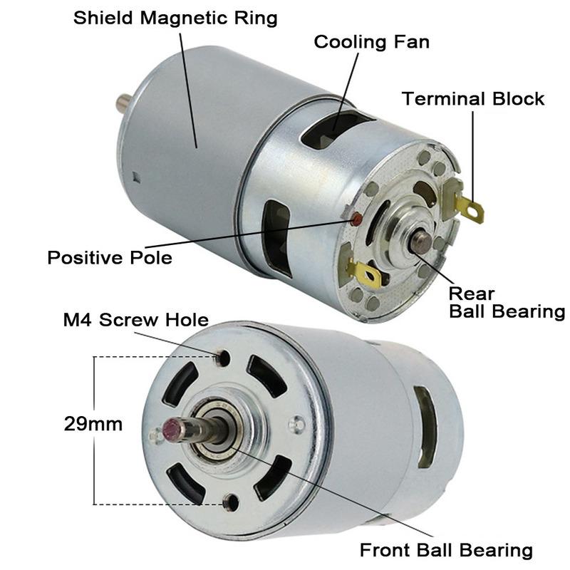 795 895 DC Motor 12 /24V 3000-12000RPM High Torque Electric Motor for Electric Tool/DIY Small Drill with Double Ball Bearing