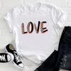 (Asian Size) T Shirt Top Leopard Love Sweet 90s Style Fashion Casual Clothing Tee Short Sleeve Women Print Lady Female O-neck Graphic T-shirt