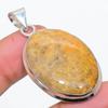 Fossil Coral Gemstone 925 Solid Sterling Silver Jewelry Pendant 1.85" SU-10228