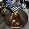 Brown Bear Round Area Rug,Carpet Rug for Living Room Bedroom Sofa Playroom Decor,Non-slip Floor Mat