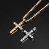 European and American Hip-hop Jewelry Solid Large Cross Pendant Micro-inlaid Zircon Personality Hip-hop Men's Hip-hop Necklace