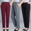 Women Summer Pants New Solid Elastic High Waist Casual Pants Middle-aged Mother Pants Loose Straight Pants