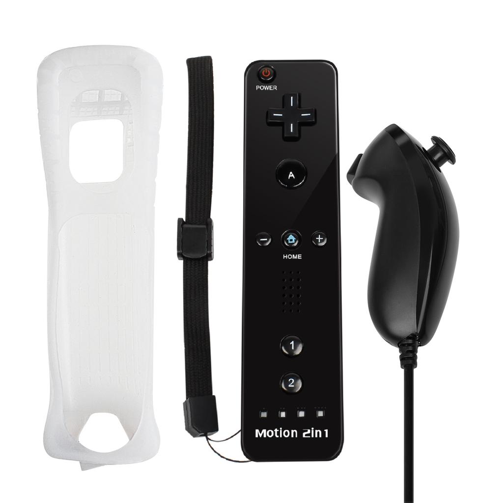 Набор из 2 контроллеров для Nintendo Wii 2-в-1 Опциональный Motion Plus Джойстик Беспроводной Пульт Геймпад с Силиконовым Чехлом Видеоигра