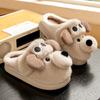 Женские зимние хлопковые тапочки с щенком, нескользящие, теплые, с бархатной подкладкой, два способа носки, милые пушистые тапочки с сумкой на толстой подошве, женские зимние