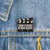 Creative Movie Clapboard Enamel Brooch Pin Unisex Denim Jacket Collar Badge