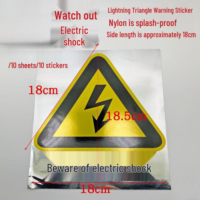 PVC Outdoor Triangular Warning Sticker: Caution! Risk of Electric Shock