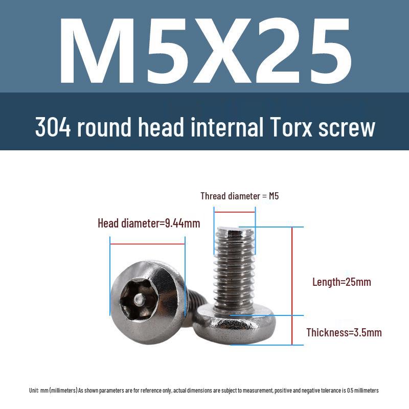 Винты Yigu Torx с пином против кражи, с круглой головкой M3-M6, из нержавеющей стали