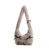 Autumn And Winter Plush Bow Messenger Bag Women'S Sweet Girl Shoulder Bag Trendy Fashion Cloud Bag