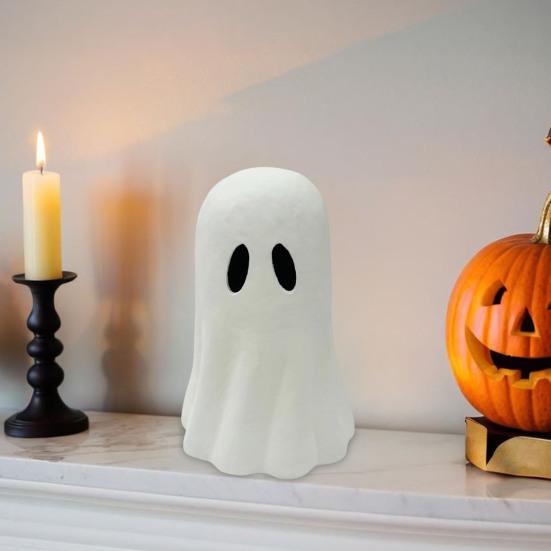 Фигурка призрака на Хэллоуин, жуткая маленькая белая статуэтка призрака из смолы, настольное украшение для дома на Хэллоуин, для украшения полок и столов.