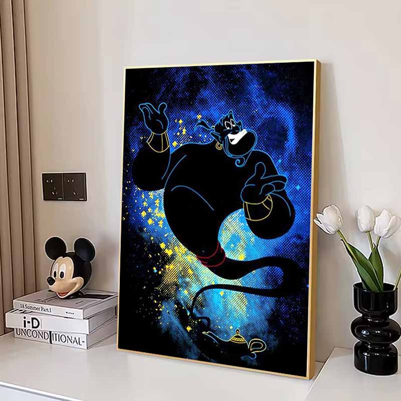 Disney Diamond Painting Genie Neon Art Painting, Cartoon 5D Diamond Cross Stitch Mosaic Home Decor Gift