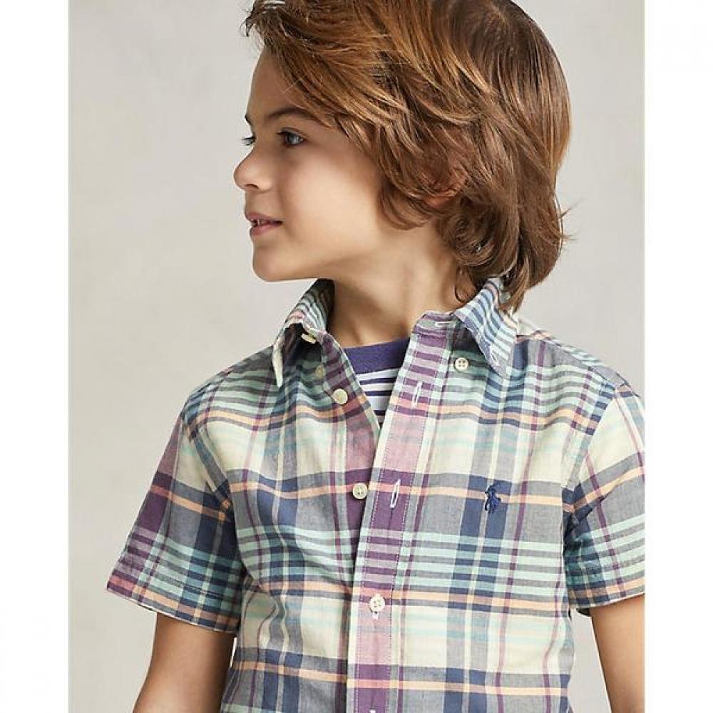 Polo Kids Madras Indigo Cotton Short Sleeve Shirt Cwpowovt6820359999
