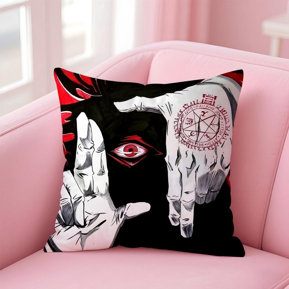 Dark Japanese Anime HHellsing Ultimate Cushion Cover Pillow Case Soft Skin Friendly Fabric  Concealed Zipper