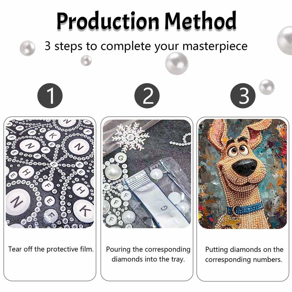DIY Картина жемчугом на холсте Мультяшный портрет собаки 3D-арт из бусин Набор Расслабляющее ручное творчество Декор для стены дома Уникальный персонализированный подарок