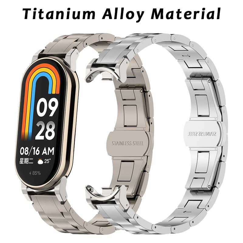 Роскошный ремешок из титанового сплава для Xiaomi Smart Band 9 Модный металлический браслет для Mi 8 NFC Ремешок для часов