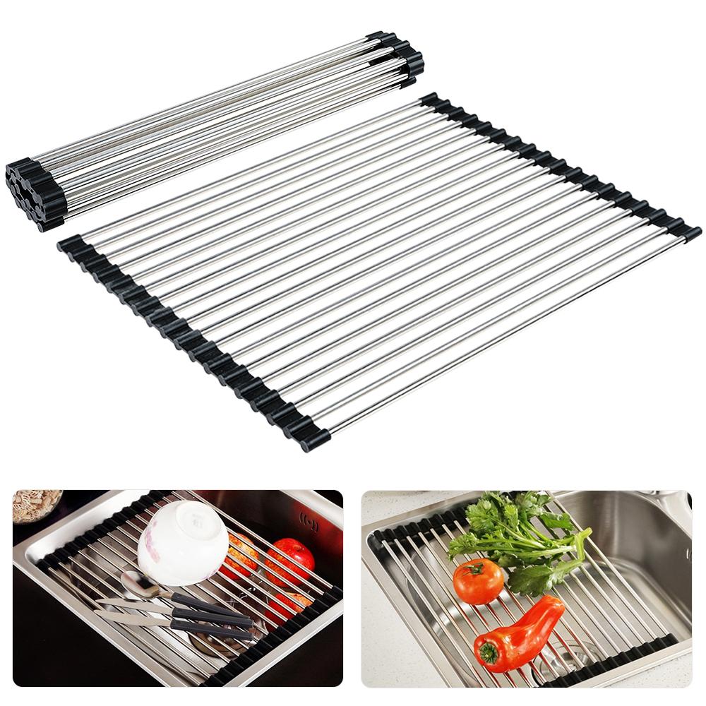 Foldable Dish Drainer Roll Up Dish Drying Rack Dish Drainer Shelf Organizer Tableware Plate Storage Rack Kitchen Accessories
