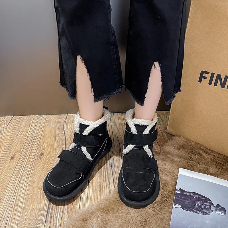 Зимние меховые зимние сапоги женские ботильоны модные новые теплые туфли на плоской подошве из хлопка с нескользящей подошвой классические женские ботинки