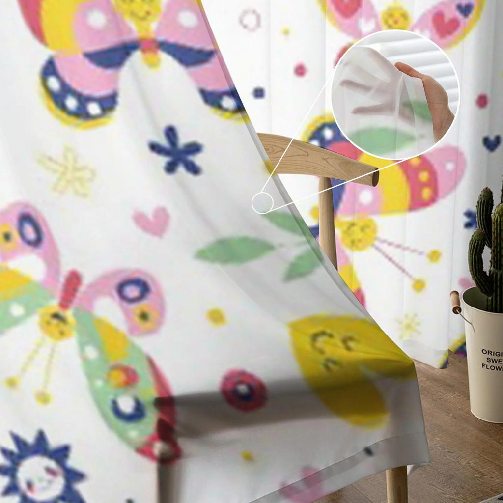 Прозрачные шторы с рисунком бабочек для спальни, гостиной, тюлевые шторы для кухни, оконные вуали, шторы