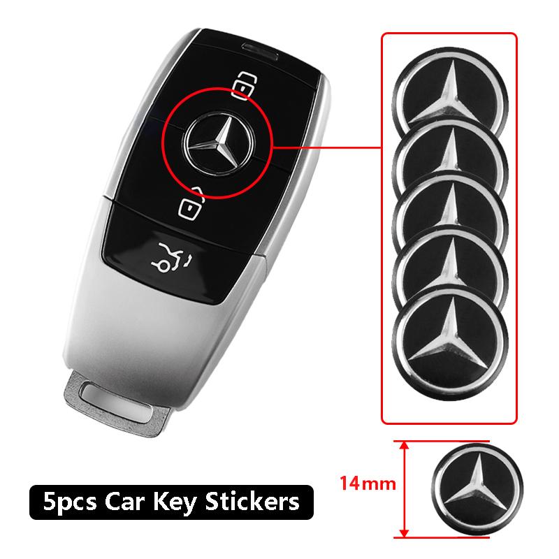 CRT1 5PCS Car Key Logo Sticker 3D Aluminum Auto Key Remote Decals For Mercedes Benz GLS GLA GLK W463 W204 Interior Mouldings E-J67
