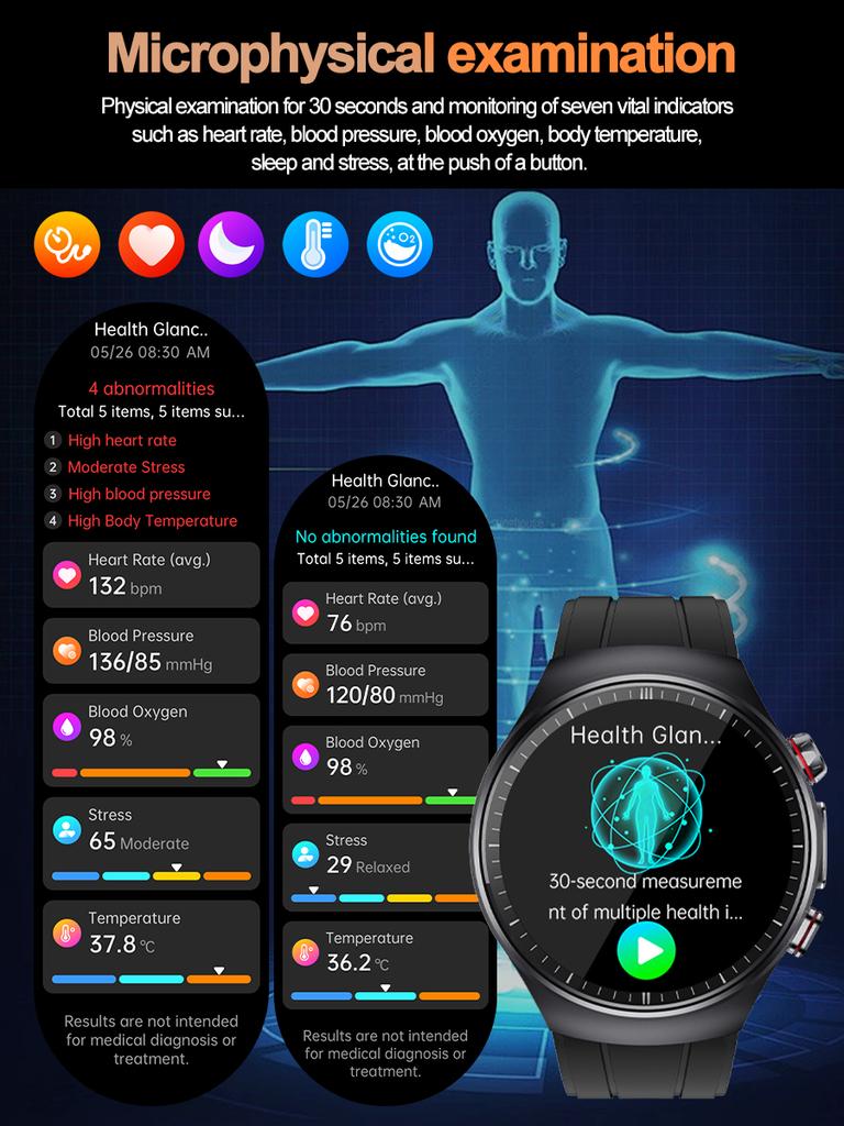 SACOSDING New ECG+PPG Smart Watch 1.43" AMOLED Display Men 100+ Sports Modes Watch Bluetooth Call Blood Pressure Health Monitor IP68 Waterproof