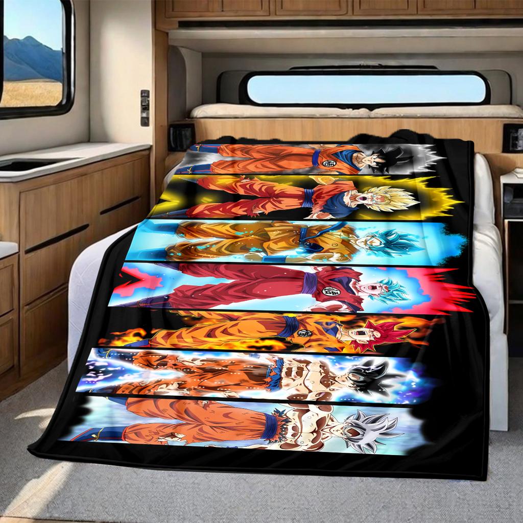 1 шт. Фланелевое одеяло с принтом Dragon Ball Super, Высокое качество, Для всех сезонов, Декор для дома, Тепло и уют, Идеально для рождественских подарков