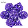 7 Pcs Purple White Dragon Metal Dice Hollow Metal Polyhedral Dice Set Suitable for Role-Playing RPG  Board Game Card Game