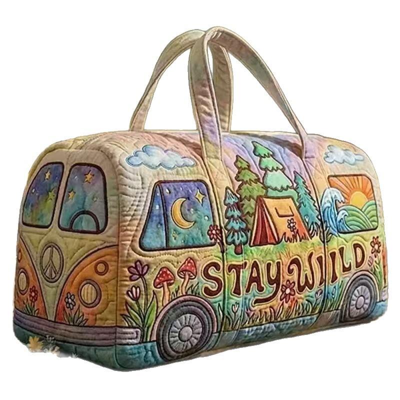 Short Distance Bus 3d Digital Sponge Print Travel Bag With Polyester Fabric For Leisure Travel