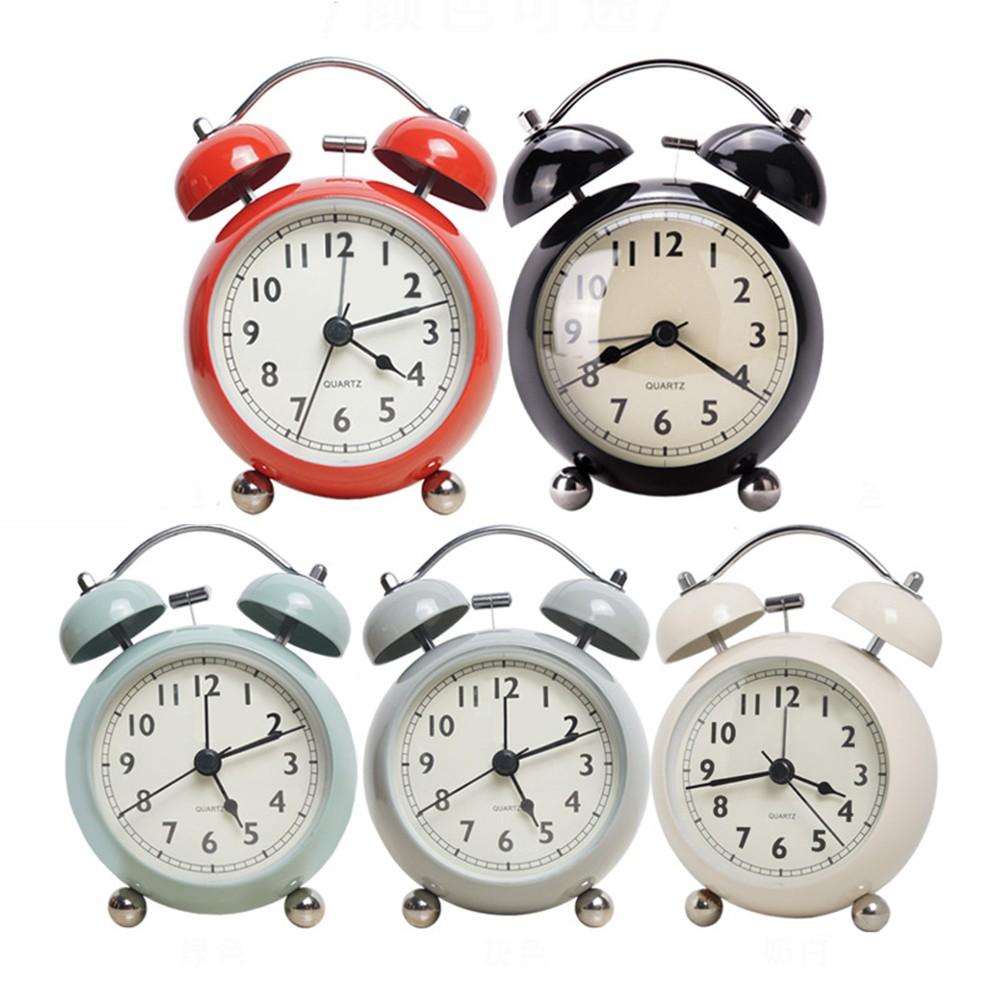 Винтажный будильник с двойным колокольчиком, очень громкий на батарейках, классическая подсветка, декор для спальни