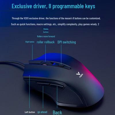 Проводная эргономичная игровая мышь Rapoo V20S