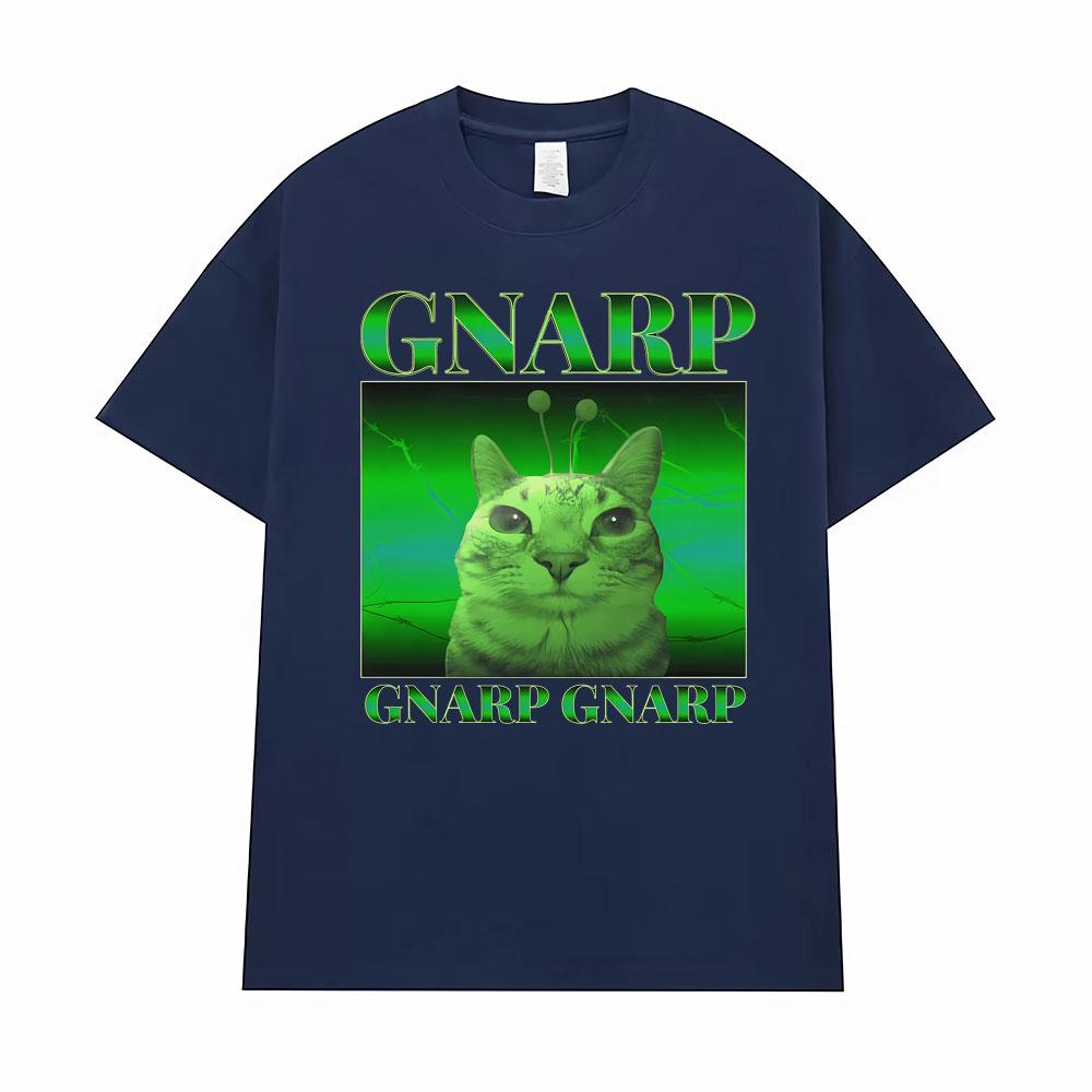 Смешная Графика Инопланетянина Gnarp Кот Мем Принт Футболка Мужская Одежда Y2K Винтажная Классическая Футболка Унисекс Короткий Рукав Оверсайз Футболка