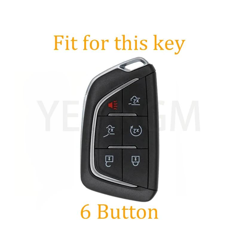 6 Buttons TPU Car Key Case Cover for 2020 2021 2022 2023 Cadillac Escalade Remote Key Shell Fob Whith Keychain Car Accessories