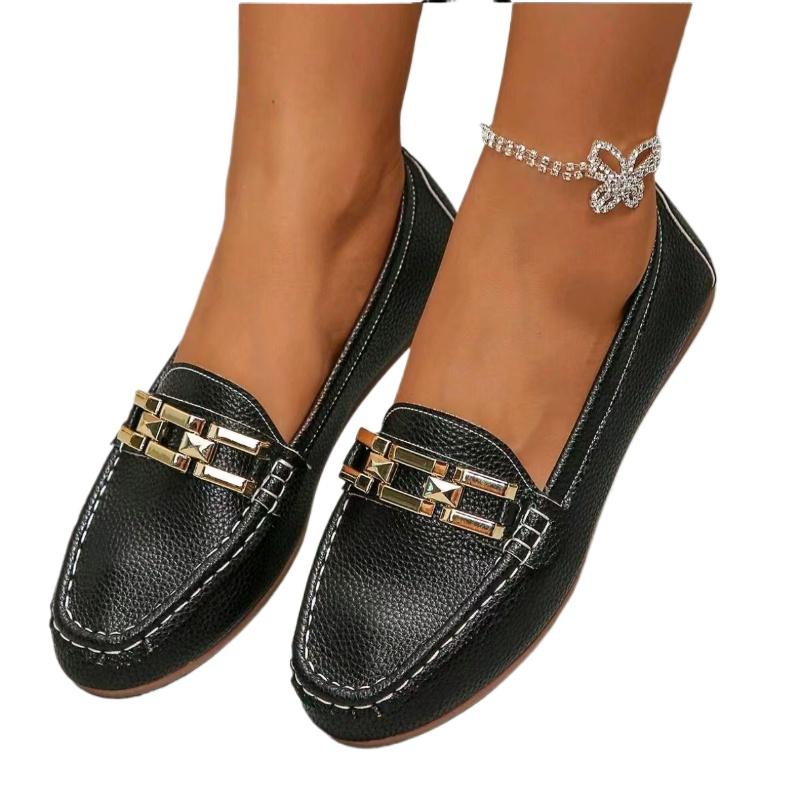 Fashionable Chain Decor Women Flat Loafers Casual Daily Slip-On Breathable Women Work Shoes Comfortable for Work Zapatos Mujer