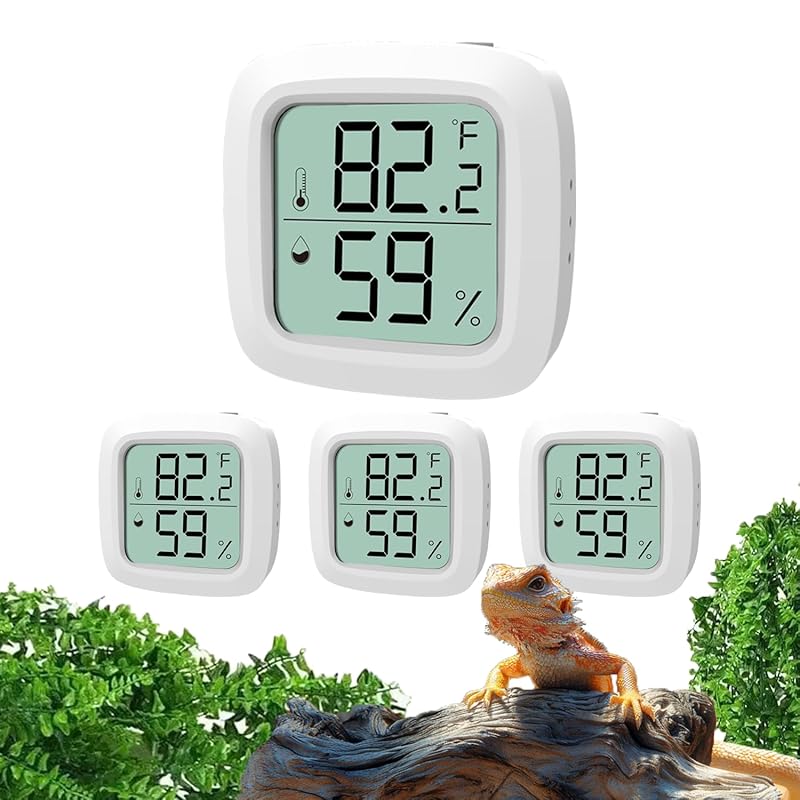 Reptile Thermometer and Hygrometer – Fast Accurate LCD Digital Temp & Humidity Meter for Bearded Dragon Tank Accessories, Lizard, Snake, Turtle,