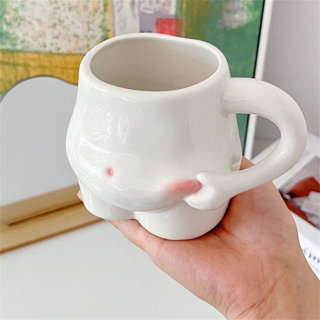 Кавайная керамическая кружка, милая кофейная чашка, чашки с молоком, чаем для воды, креативная чашка для живота, подарочная фарфоровая кружка для питья кофе