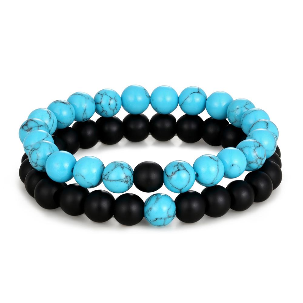 2pcs/set Distance Bracelet Crown Beads Charm Natural Stone Bracelets for Women Men Couples friendship bracelets Jewelry Gifts