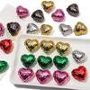 2pcs Metallic Acrylic Lovely Heart Beads Charm Loose Spacer Beads for Bracelet Keychain DIY Jewerly Craft Making