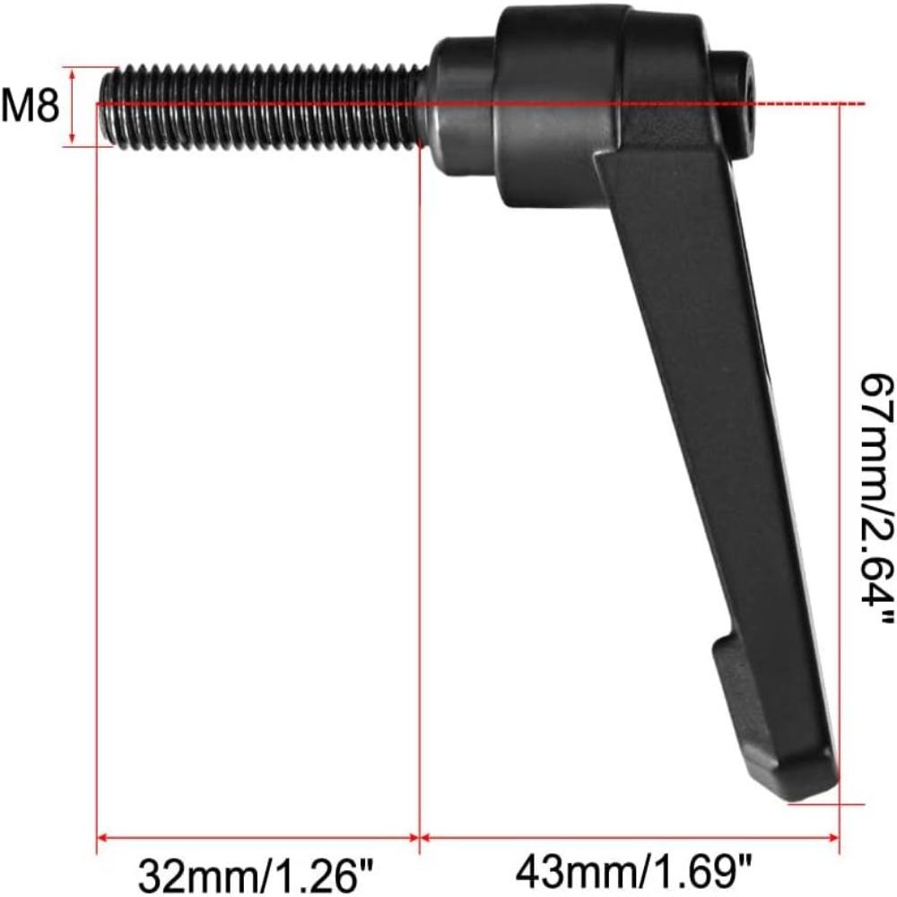 2 шт. черный регулируемый зажимной рычаг из легированной стали с наружной резьбой, шпильки, ручки, фиксирующий токарный станок