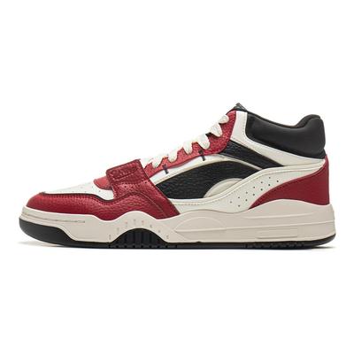 Li Ning Moon белые повседневные универсальные толстые подошвы нескользящие износостойкие дышащие высокие кроссовки для скейтбординга мужские кроссовки красные AGCU347-4