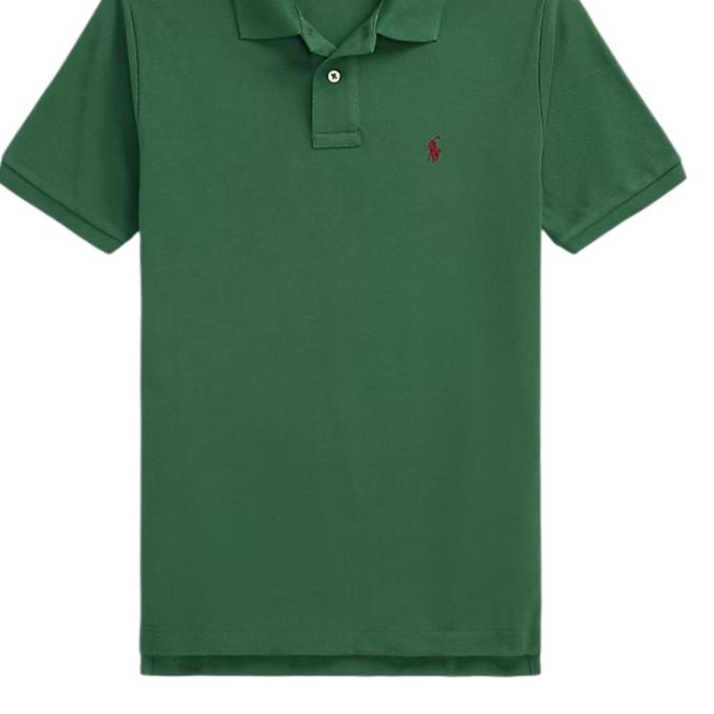 Polo Ralph Lauren Футболка-поло Однотонная Вышивка логотипа Пуговицы Короткий рукав Детские топы Зеленый 323703632-181