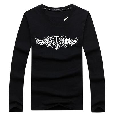 Осенняя мужская футболка Slim Fit с длинным рукавом и круглым вырезом в корейском стиле 2020 года
