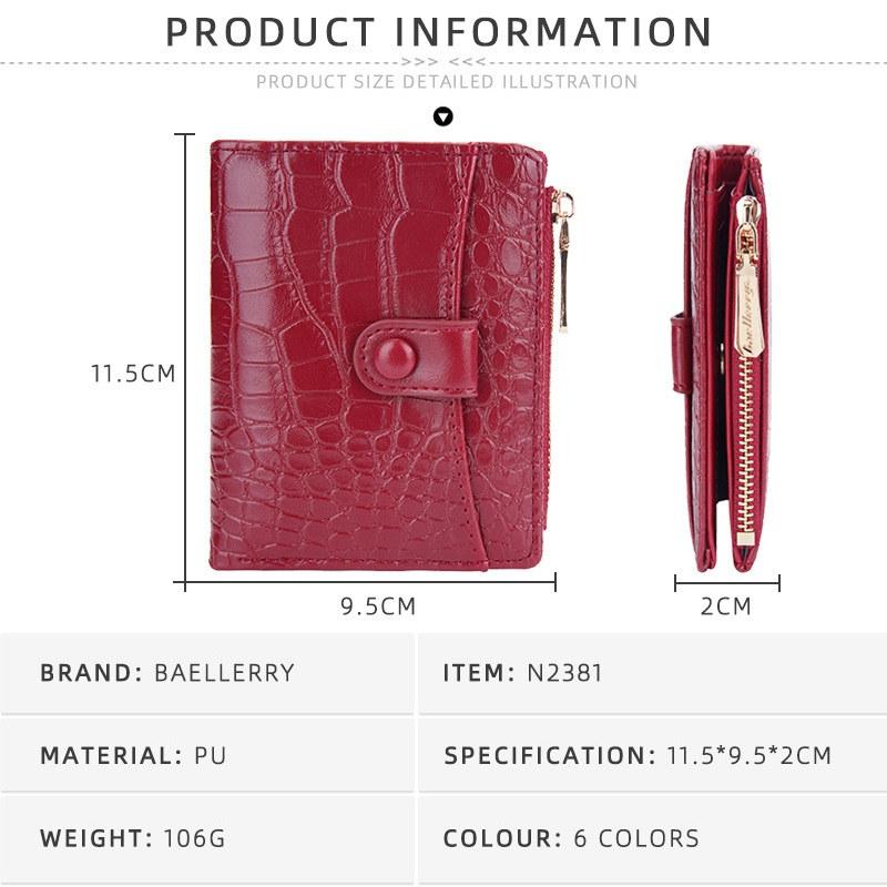 Baellerry Women Fashion Mini Coin Purse Artificial Leather Bifold Wallets Classic Card Holder Packs