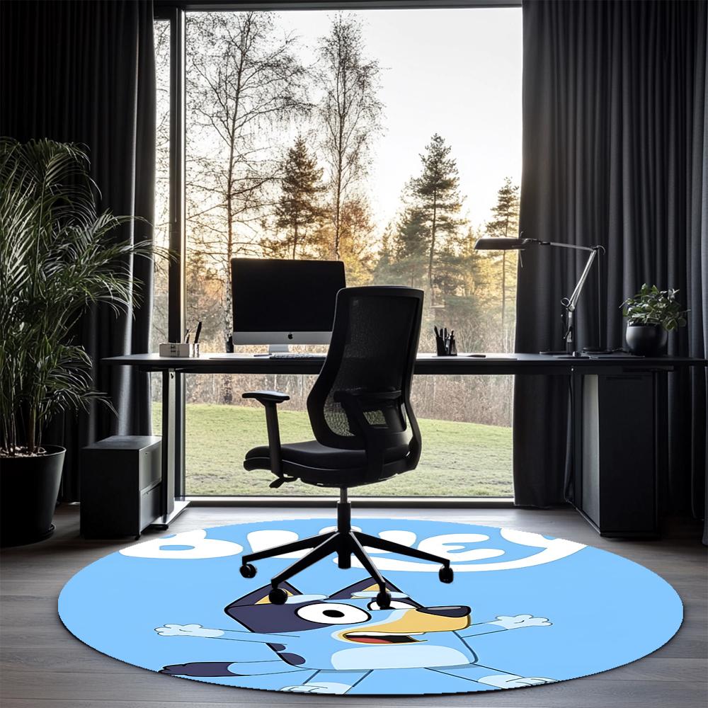 Bluey Printed Round Rug Carpet Chair Rug Area Rug Entryway Doormats,for Office Chair Living Room Bedroom Kitchen Room.